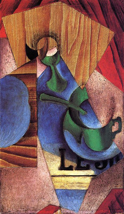 Glass, Cup and Newspaper Juan Gris